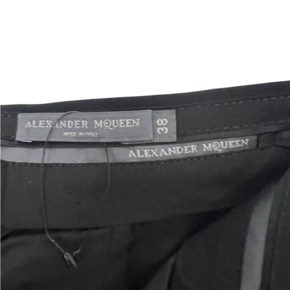 Alexander McQueen Lace-Up Flare Pants Elegant Black Dress Pants - Picture 4 of 9